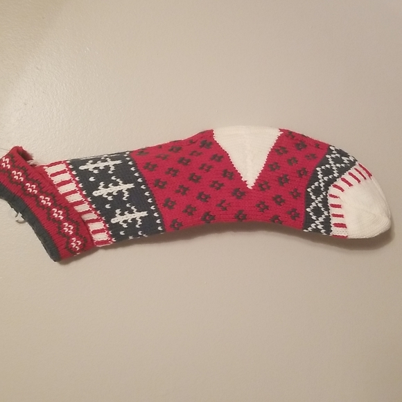 NWT Knit Christmas Stocking Red Green White Pattern - Picture 4 of 5